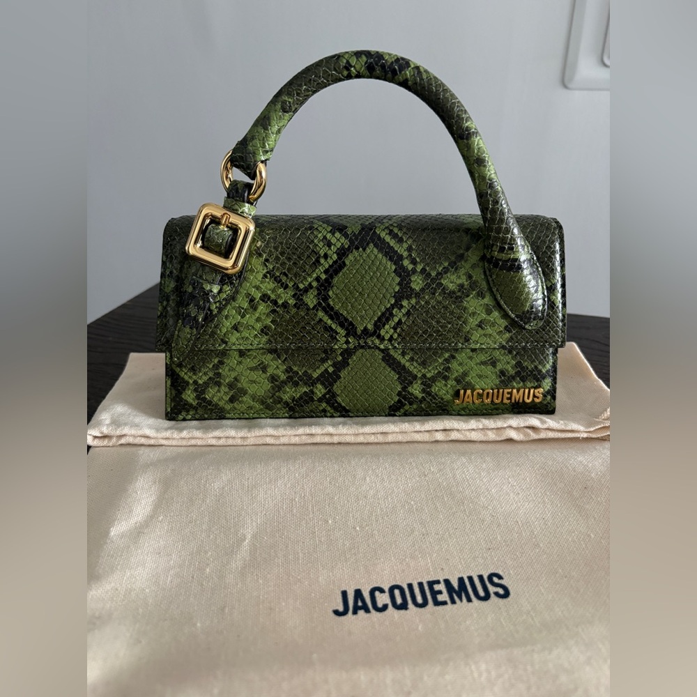 Jacquemus Green Snake-Embossed Le Chiquito Long Bag - Picture 6 of 6